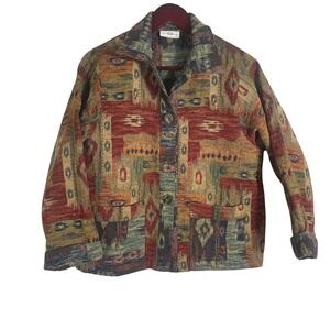 Vtg IC Collections by Connie USA Blazer Jacket Women Southwestern Tapestry Aztec